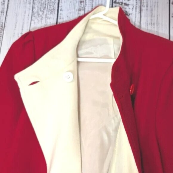 Vintage Baycrest Ladies Felt Wrap Coat Red/Ivory Fits Like XL/XXL (sz 16?) EUC - Picture 6 of 6